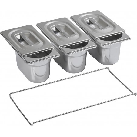 Set of 3 stainless steel gastronorm containers GN 1/9 Matfer